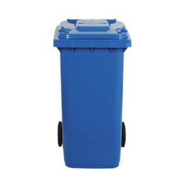 Bidone carrellato per raccolta differenziata 240 lt con coperchio PEHD Mobil Plastic blu - 1/240/5-B