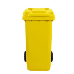 Bidone carrellato per raccolta differenziata 240 lt con coperchio PEHD Mobil Plastic giallo - 1/240/