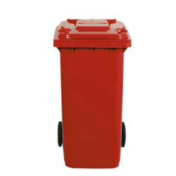 Bidone carrellato per raccolta differenziata 240 lt con coperchio PEHD Mobil Plastic rosso - 1/240/5