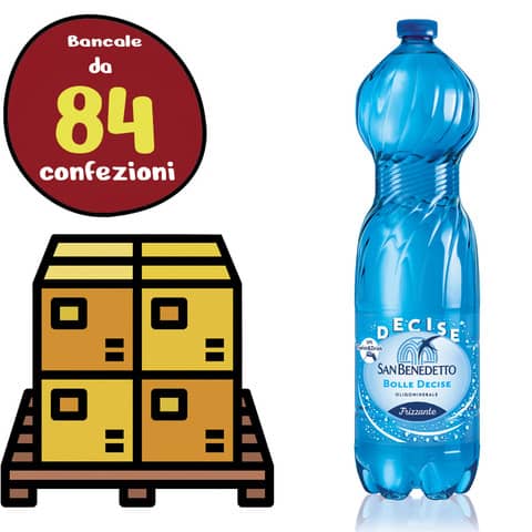 Bancale 84 confezioni da 6 bottiglie da 1,5 L di Acqua Minerale Frizzante  San Benedetto, fonte Bened - Lineacontabile