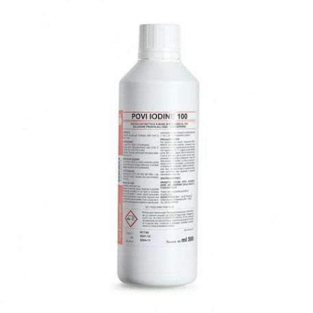 Soluzione acquosa pronta all'uso Povi Iodine 100 a base di Iodopovidone 10% PVS 500 ml - JOD006