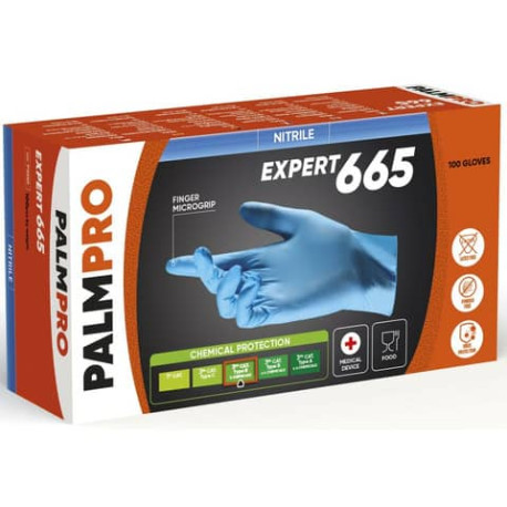 Guanti monouso in nitrile Palmaro Expert 665 Icoguanti taglia XL - blu - conf. 100 pezzi - PX665-XL