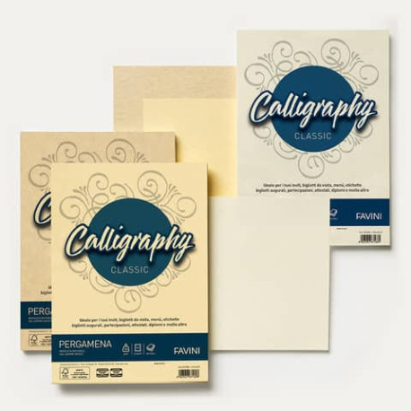 Carta pergamena Favini Calligraphy A4 90 g/m² finitura liscia nocciola - conf. 50 fogli - A69N204